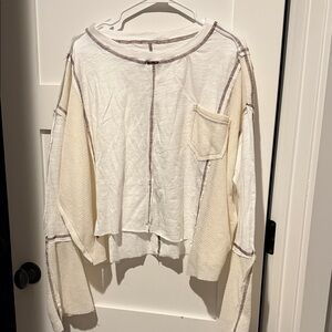 White Long Sleeve Top with Pocket